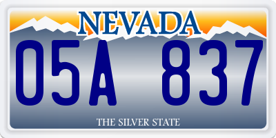 NV license plate 05A837