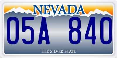 NV license plate 05A840