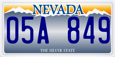 NV license plate 05A849