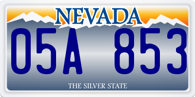 NV license plate 05A853