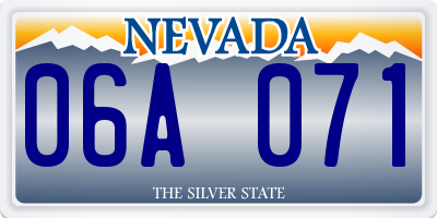 NV license plate 06A071