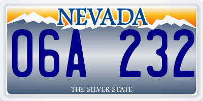 NV license plate 06A232