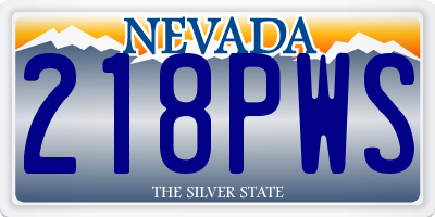 NV license plate 218PWS