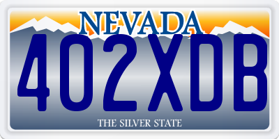 NV license plate 402XDB