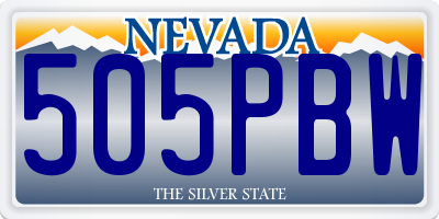 NV license plate 505PBW