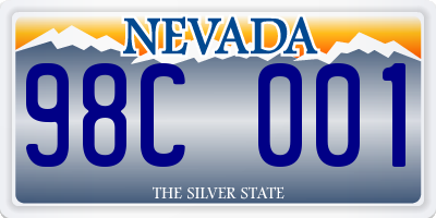 NV license plate 98C001