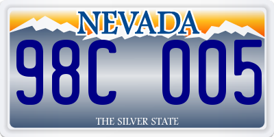 NV license plate 98C005