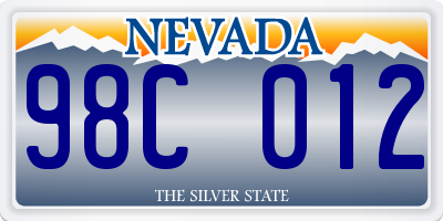 NV license plate 98C012