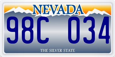 NV license plate 98C034
