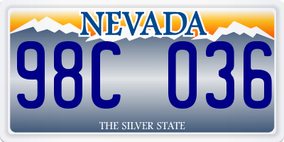 NV license plate 98C036