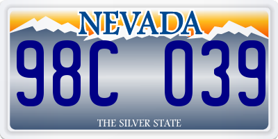 NV license plate 98C039