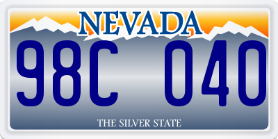 NV license plate 98C040