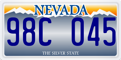 NV license plate 98C045