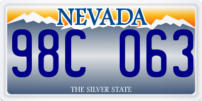 NV license plate 98C063