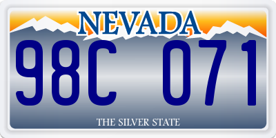 NV license plate 98C071