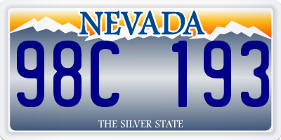 NV license plate 98C193