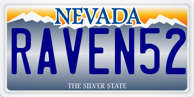 NV license plate RAVEN52