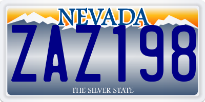 NV license plate ZAZ198