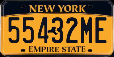 NY license plate 55432ME