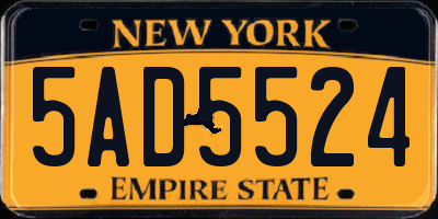 NY license plate 5AD5524