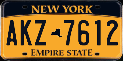NY license plate AKZ7612