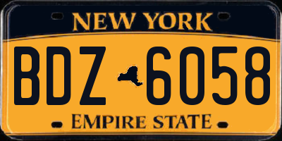 NY license plate BDZ6058