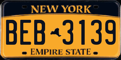 NY license plate BEB3139