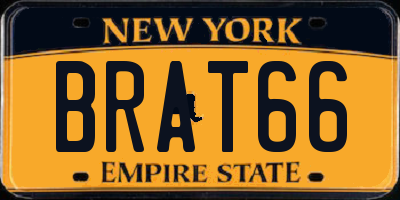 NY license plate BRAT66