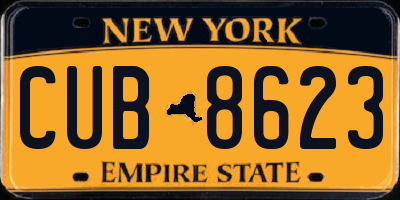 NY license plate CUB8623