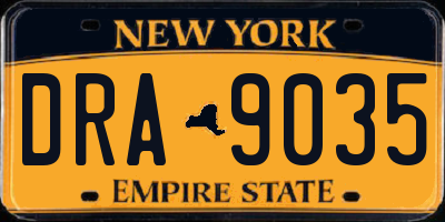 NY license plate DRA9035