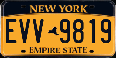 NY license plate EVV9819
