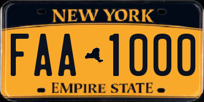NY license plate FAA1000