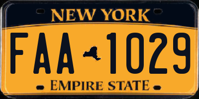 NY license plate FAA1029