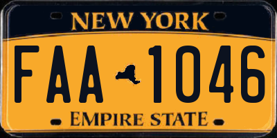 NY license plate FAA1046