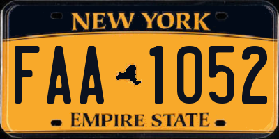 NY license plate FAA1052