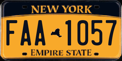 NY license plate FAA1057