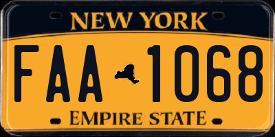 NY license plate FAA1068