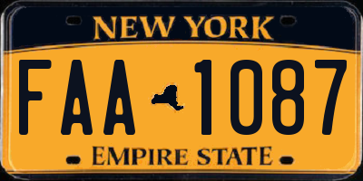 NY license plate FAA1087