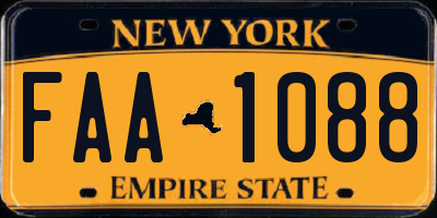 NY license plate FAA1088