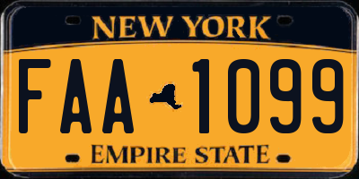 NY license plate FAA1099
