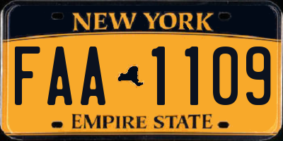 NY license plate FAA1109
