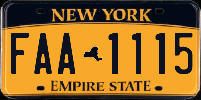 NY license plate FAA1115