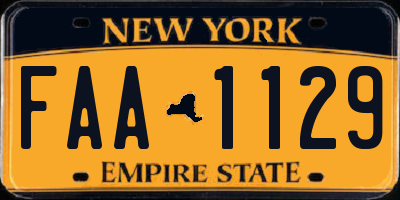 NY license plate FAA1129