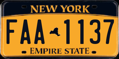 NY license plate FAA1137