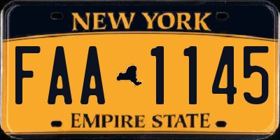 NY license plate FAA1145