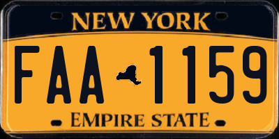 NY license plate FAA1159
