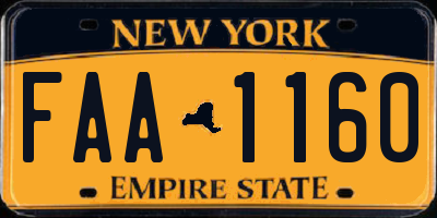 NY license plate FAA1160