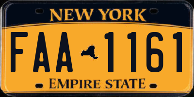 NY license plate FAA1161