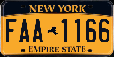 NY license plate FAA1166