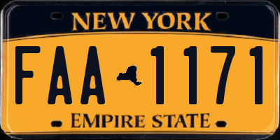 NY license plate FAA1171
